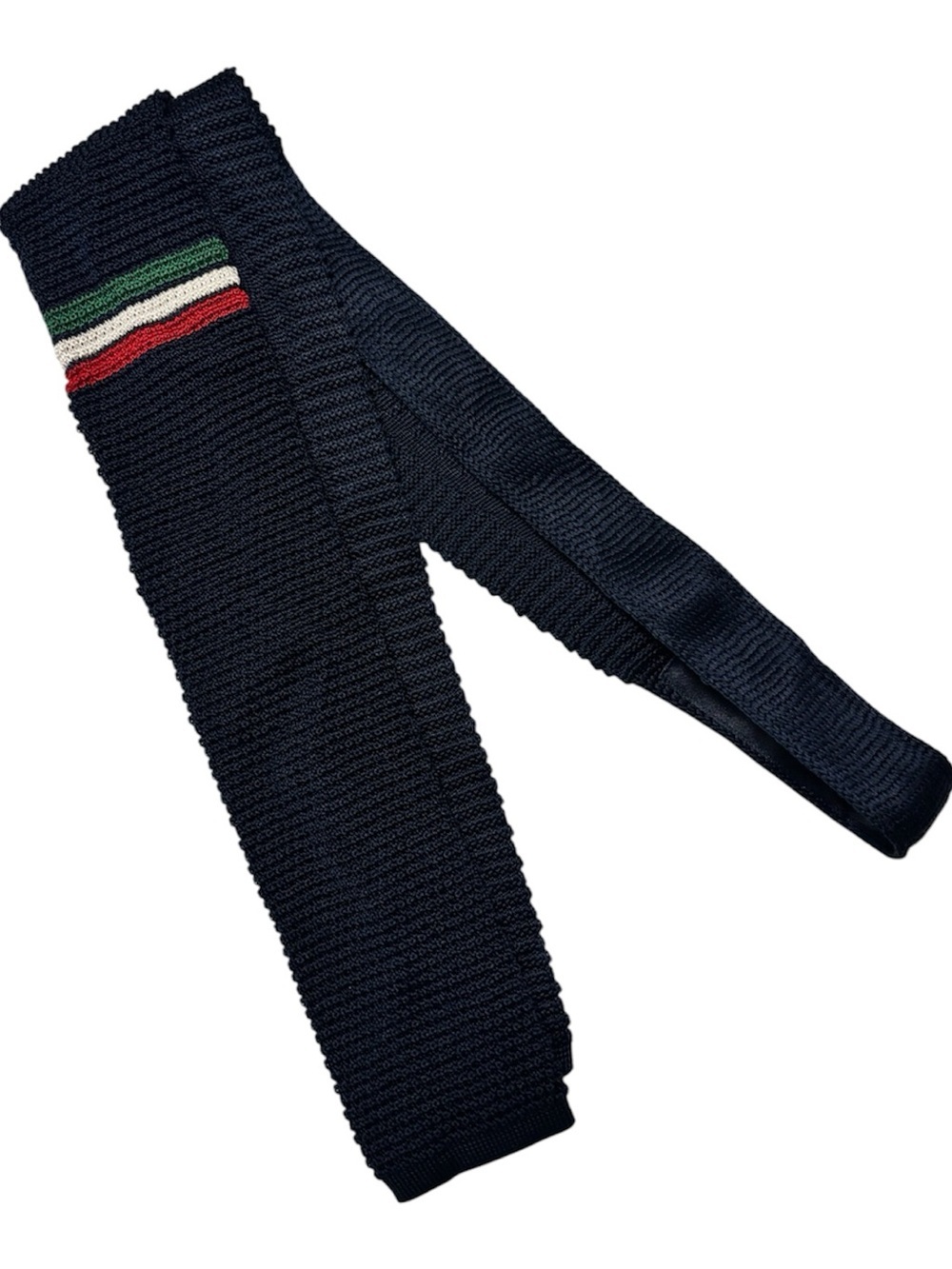 100% Silk Knit Tie Navy Italian Cesare Barbero Torino Made in Italy - Picture 2 of 4